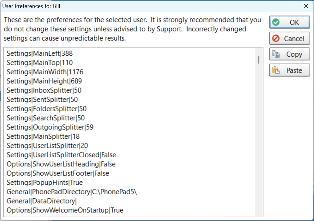 View User Preferences