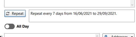Repeating Appointment Details