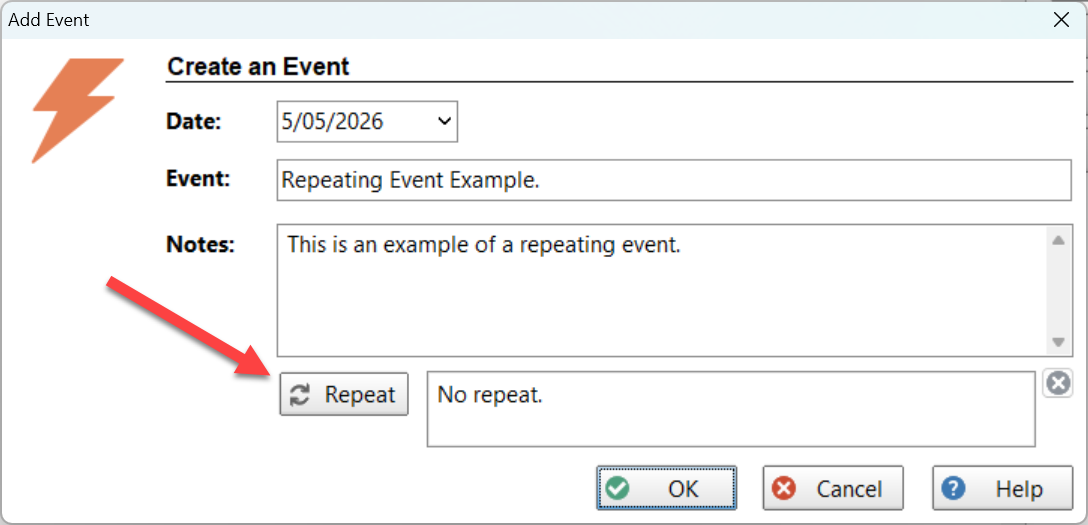 Event Repeat Button