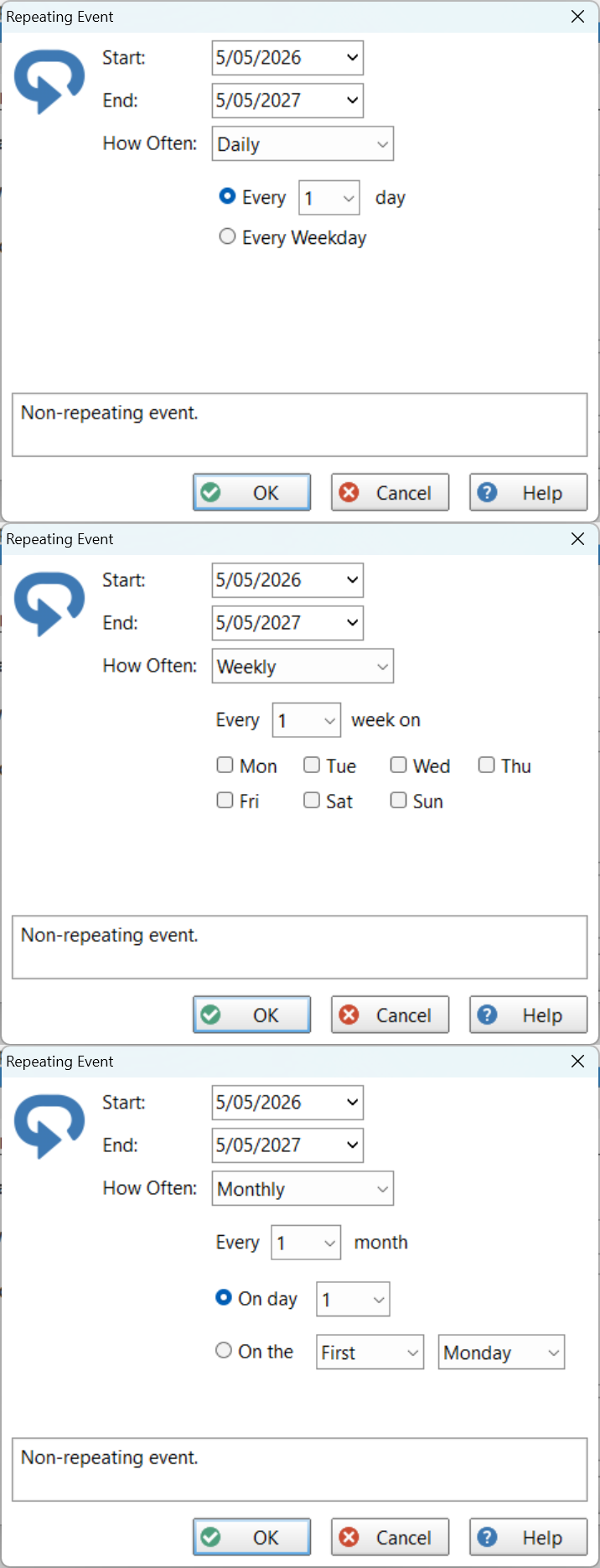 Repeating Events Options